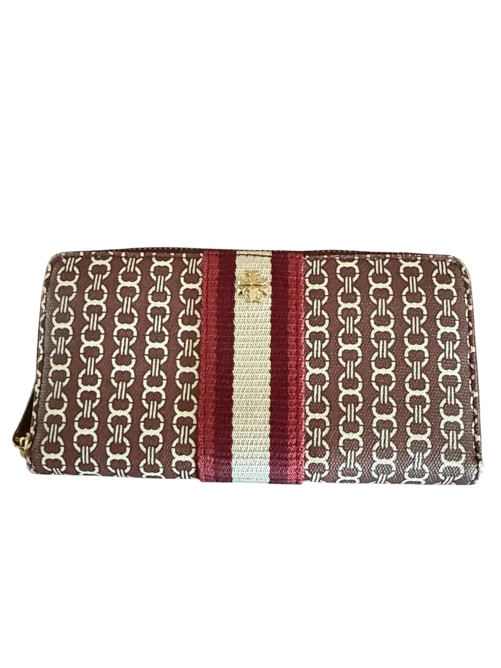 Tory Burch Gemini Link Zip Continental Wallet in Burgundy / Claret